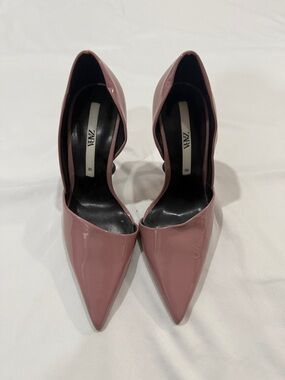 ZARA Patent Pointed D'Orsay Pumps in Dusty Mauve